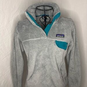 Patagonia Gray Fleece Pullover with Teal Accents